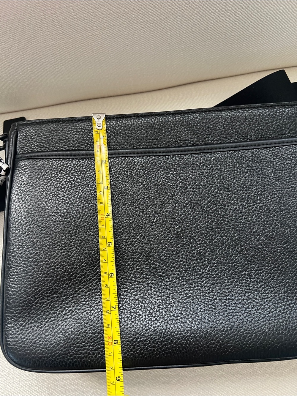 Coach Black Pebbled Leather Messenger Bag with Scarf Tie - Picture 6 of 8